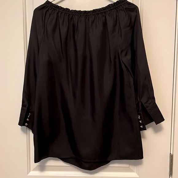 Juicy Couture silk black top with gold apple-button details. - Picture 4 of 4